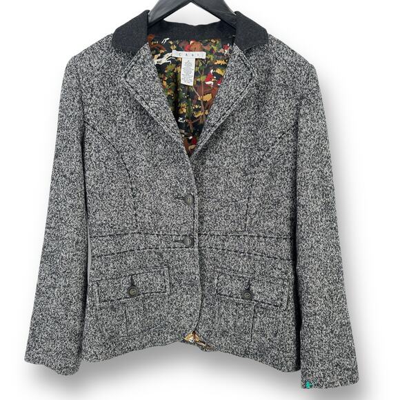 Cabi Equestrian Wool Gray Herringbone Blazer Womens Size 8 Style #629 - Picture 1 of 9